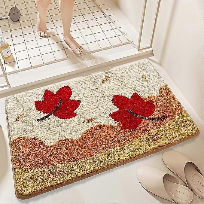 Autumn non-slip bath mat, maple leaf pattern bath mat