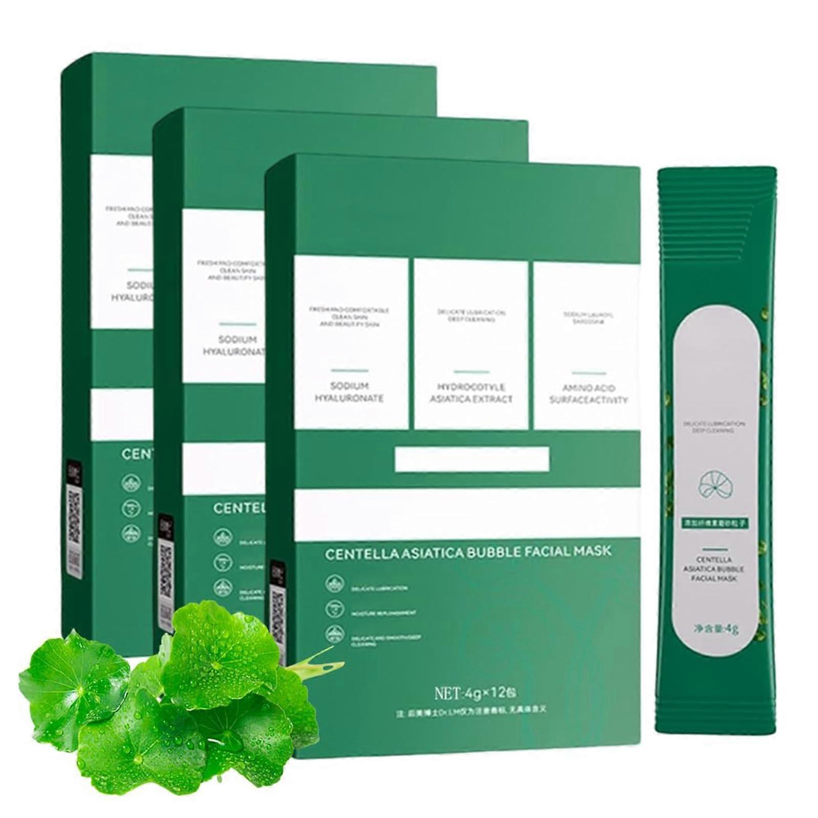 Bubble Clay Mask with Centella Asiatica for Deep Pore Cleansing, Hydration and Wrinkle Care, 3 Boxes