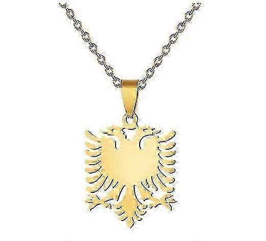 Albanian Eagle Plated Map Pendant Necklace
