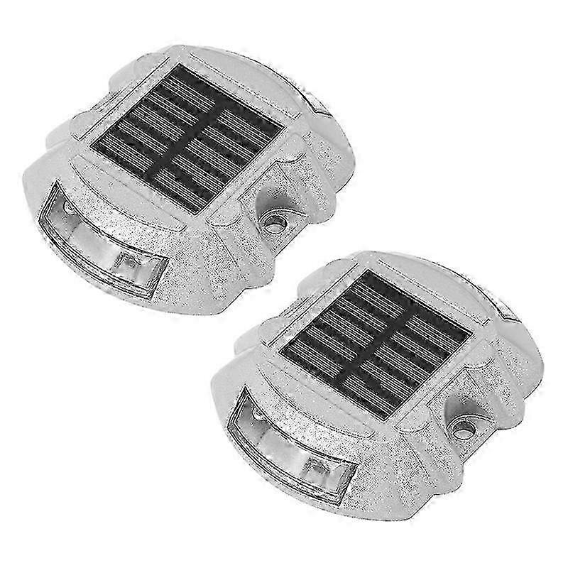 Reusable Solar Road, 2Pcs 6 LED Stud Lights Ground Garden Lawn Path Deck Dock White Warning Lights(2 Edition 0607