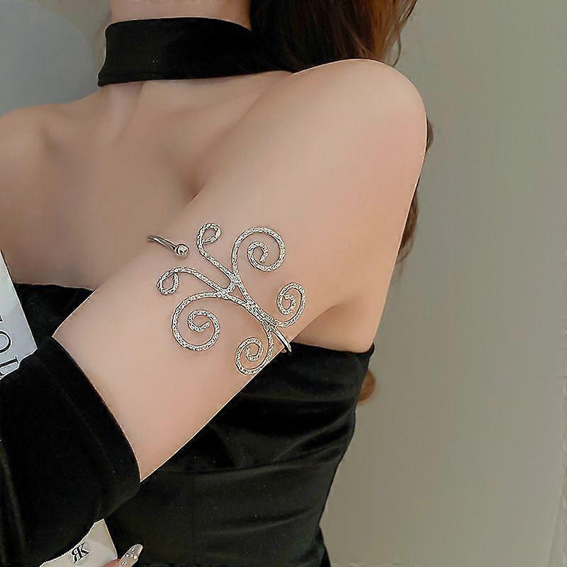 Butterfly Alloy Upper Arm Open Cuff Bangles Armband Bangles Platinum 2-1/2 inch(6.5cm)