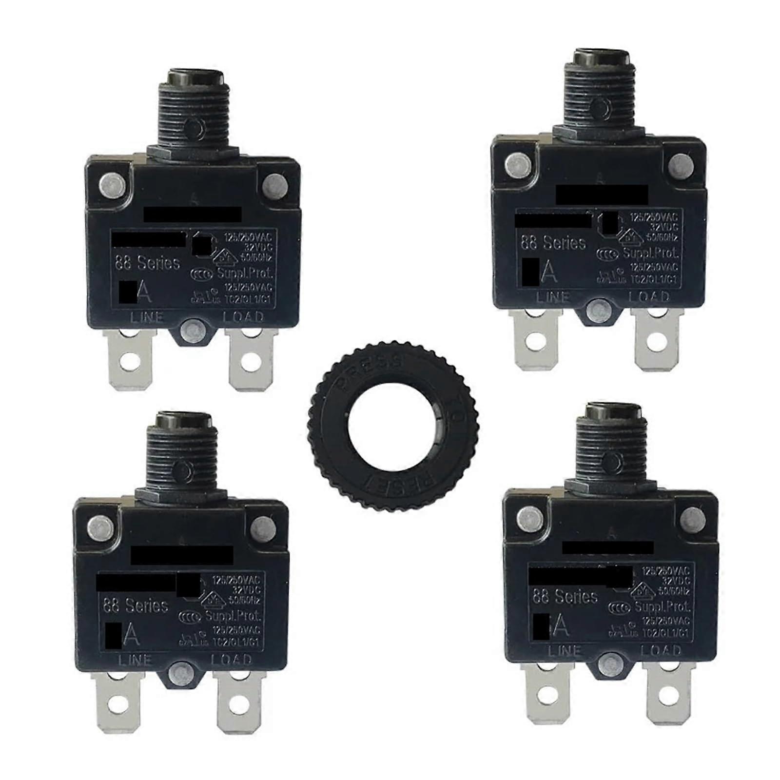 4 PCS 88 Series 12A Circuit Breaker Switch with Overcurrent Protection and Quick Reset
