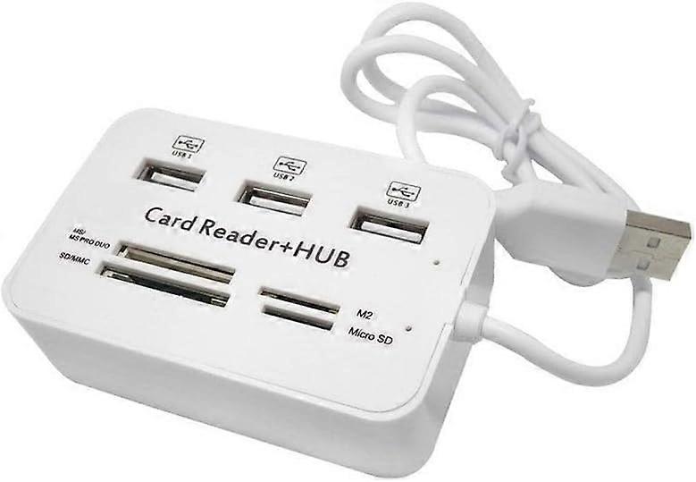 USB 2.0 Hub with Card Reader, 3 Port Splitter for SD TF M2 SDHC, Speed MultiCard Access