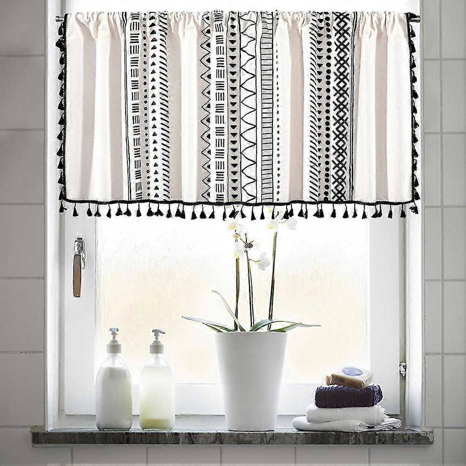 Boho Curtains with Tassels Multifunctional Window Drapery for Kitchen