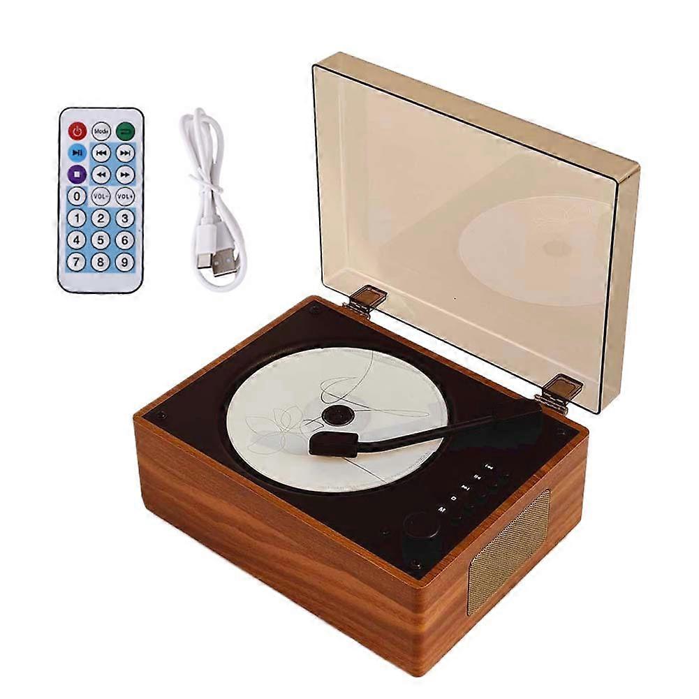 Vintage CD Player Two-way Bluetooth 5.0 Built-in Speaker Rechargeable Remote Control CD Player USB Lossless Player