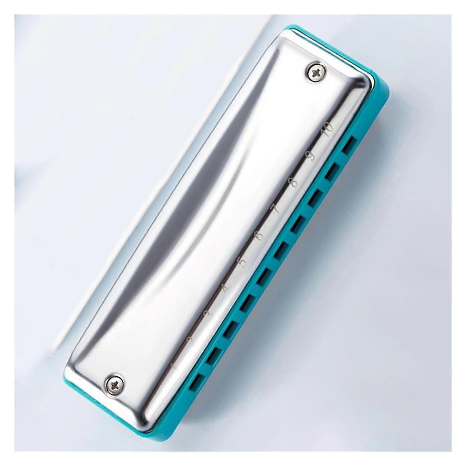 10 Hole C Key Blues Harmonica with Stainless Steel Cover, Clear Tone, BeginnerFriendly