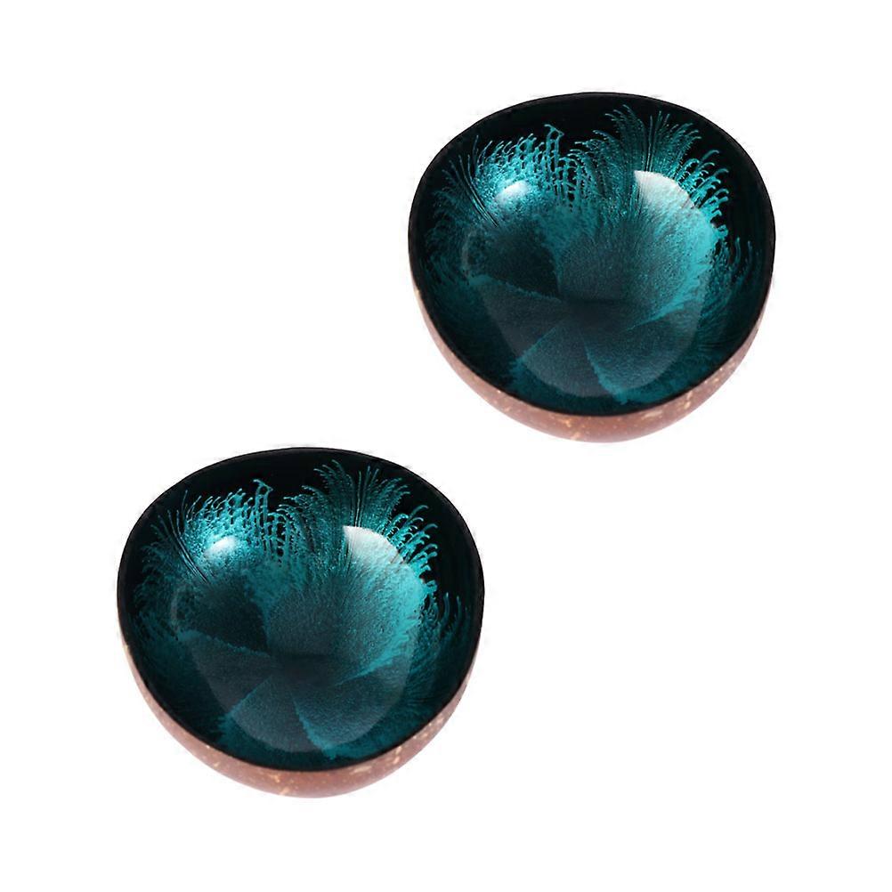 Blue Coconut Shell Bowl Decorative Storage Bowl for Candy 2Pcs