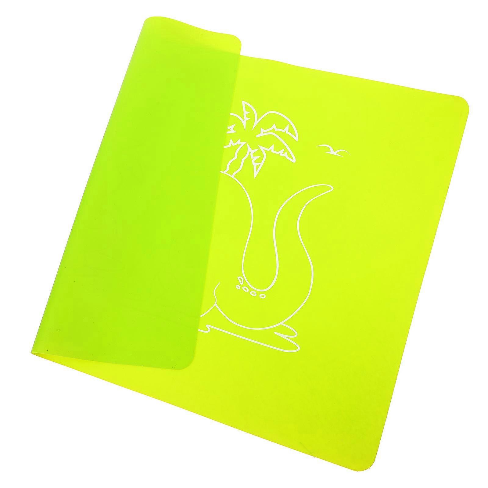 Silicone Placemats Table Mat Waterproof Printed for Dining 2Pcs Green