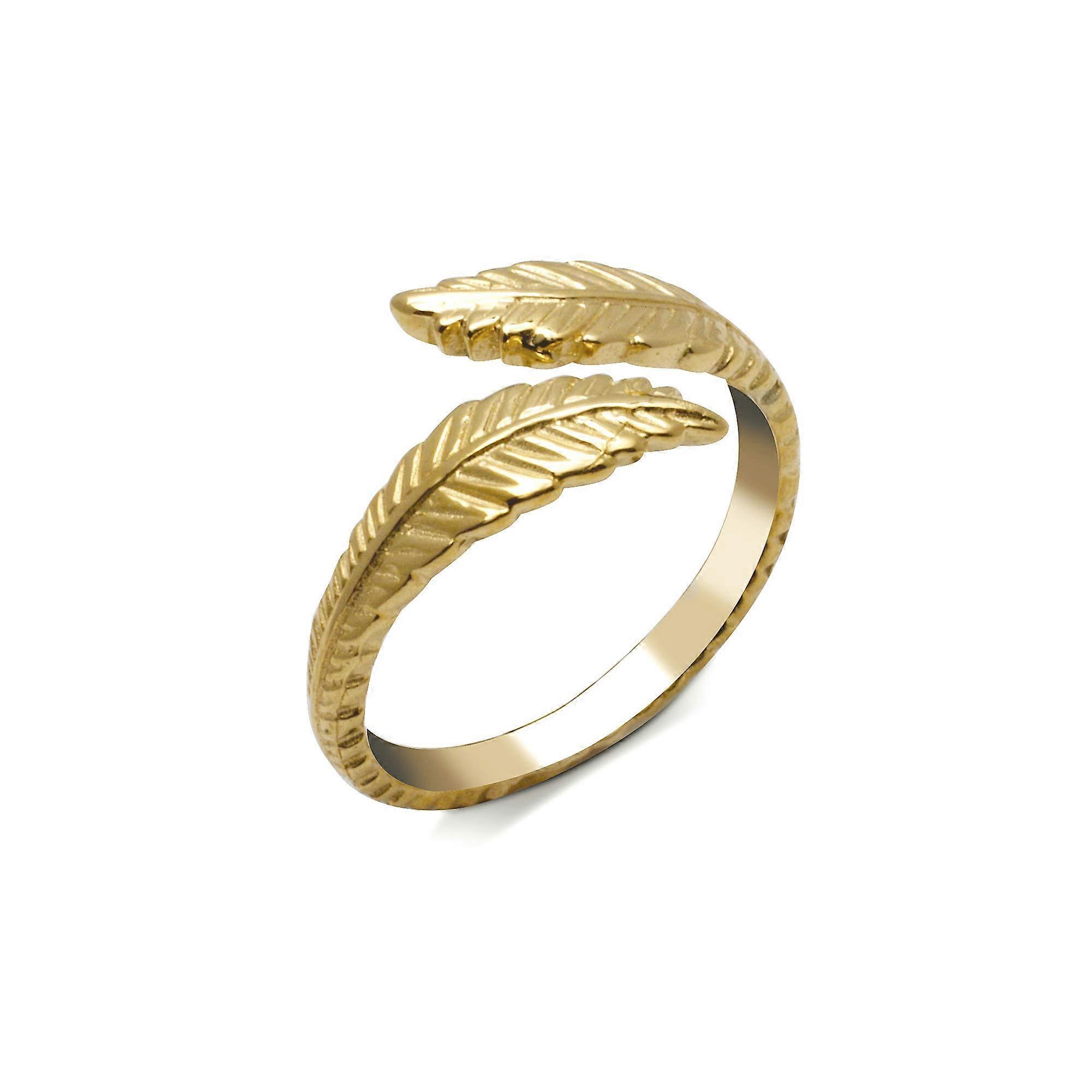Solid 10K Gold Textured Feather Bypass toe ring toe ring for Women