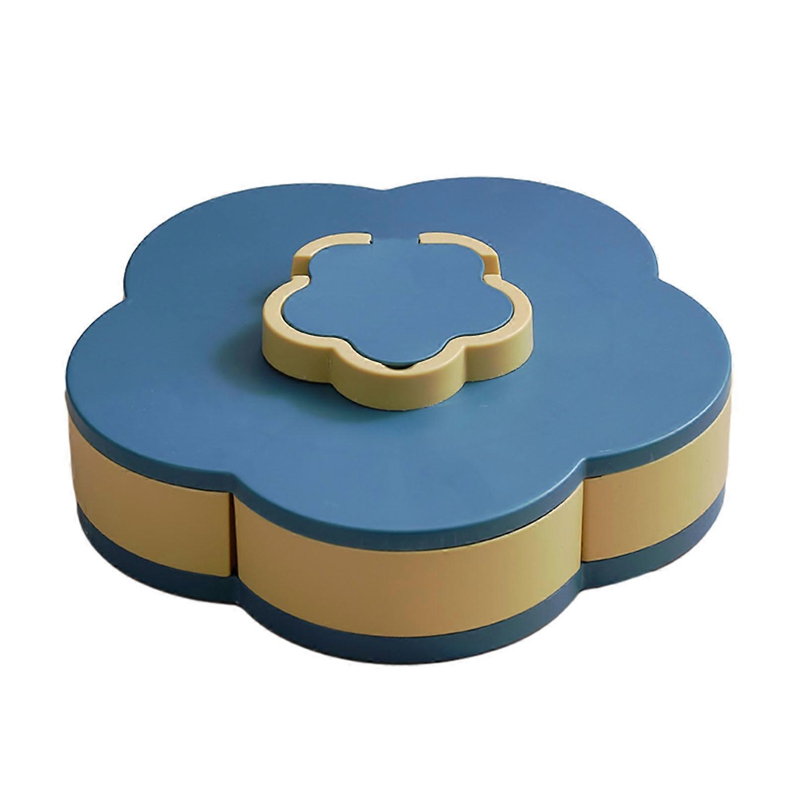 Multi-Layer Rotating Petal Snack Tray Divided Fruit Nut Holder with Lids Space-Saving Plastic