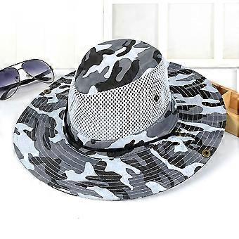 Chapéu de Sol Masculino Dobrável Camuflado com Aba Larga para Pesca