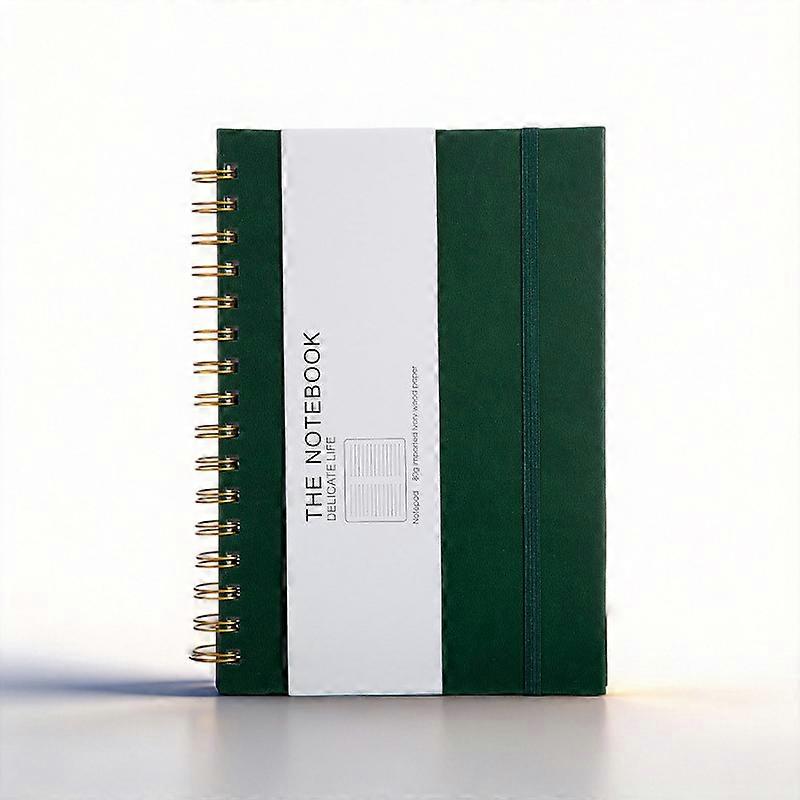 Noteory 200-Page Thick Leather-Bound Spiral-Bound Notebook (Green)Convenient Notebook For Office And Study