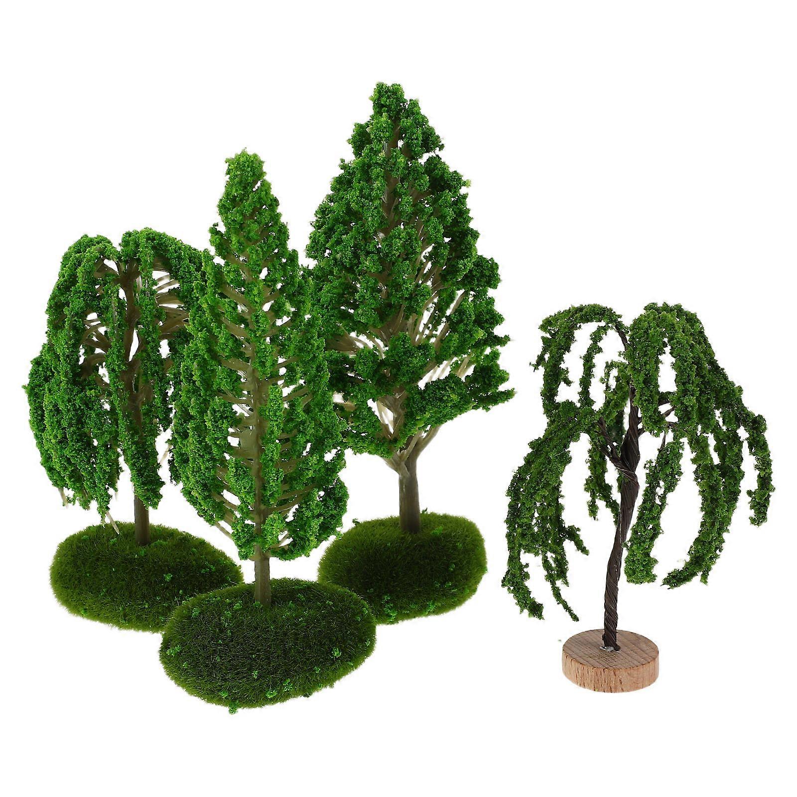 Micro Landscape Tree Model Trees for Tabletop Scenery 4Pcs Plastic Craft