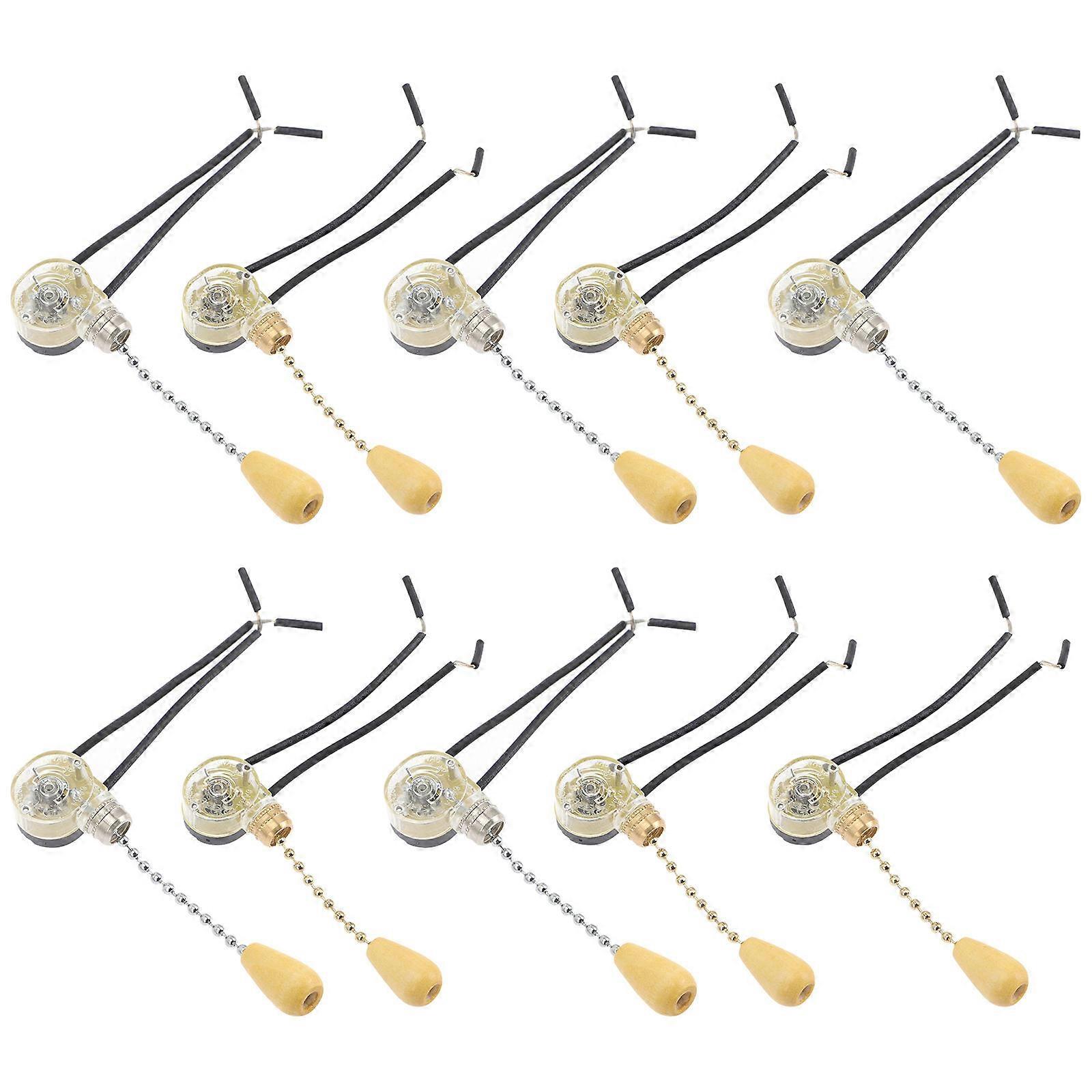 Ceiling Fan Pull Chain Switch for Lamp Use with 10Pcs Replacement Set