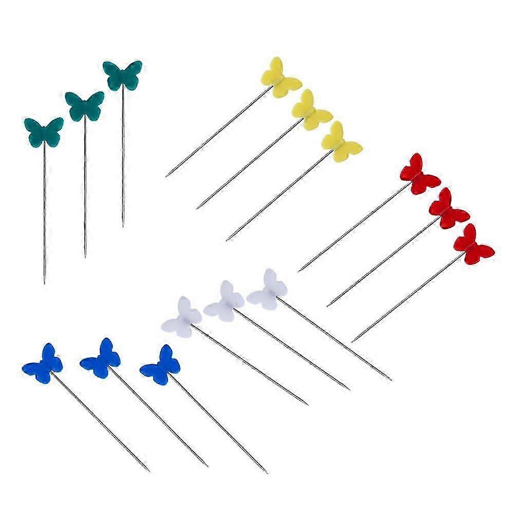 100Pcs Plastic Head Pins | Butterfly Head | Color Assorted | For Sewing DIY Patchwork