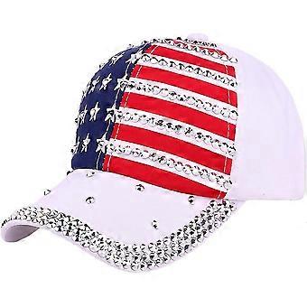 USA Bling Baseball Cap Sparkle American Flag Hat Men Women Hip Hop Caps