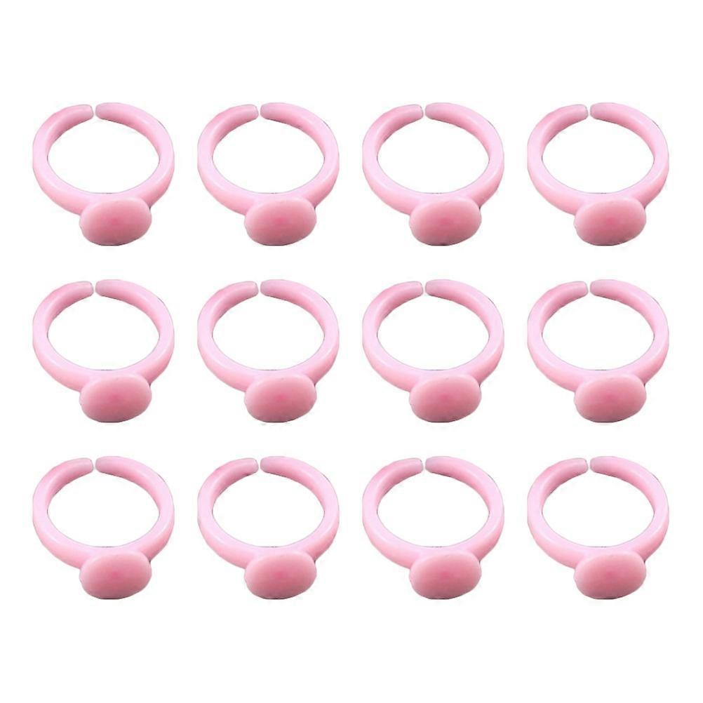 Children's Plastic Ring Adjustable Ring Base for Handmade DIY 100Pcs Pink
