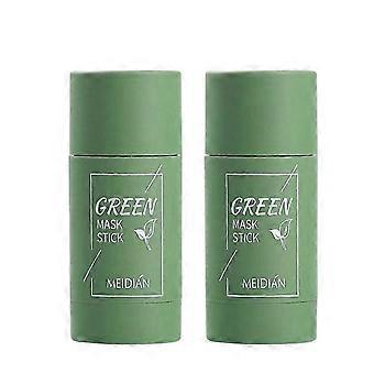 2pcs Green Tea Cleansing Solid Face Mask Stick Remove Acne Blackhead Oil Control Deep Moisturizing Whitening Skin Care Beauty Health