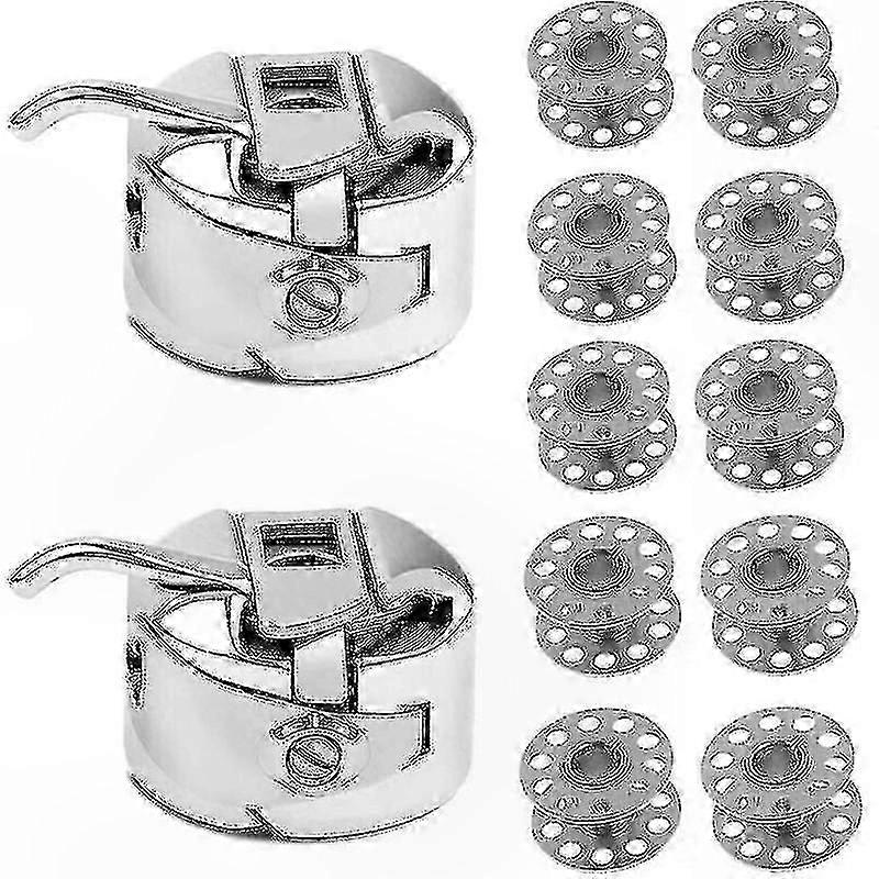 10-Pack Metal Sewing Bobbins with 2 Cases for Multiple Sewing Machine Models