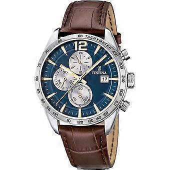 Festina Brun Äkta Läder Eller Läderimitation F16760/7 Herrklocka