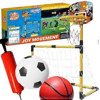WOOPIE 2 i 1 Basketbollset Fotbollsmål + Bollar och Pump