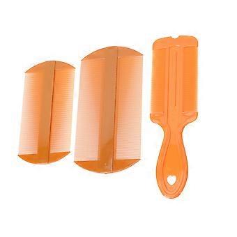 3 stuks dubbelzijdige tandluizenkammen draagbare haarhoofdhuid masserende kammen (oranje)