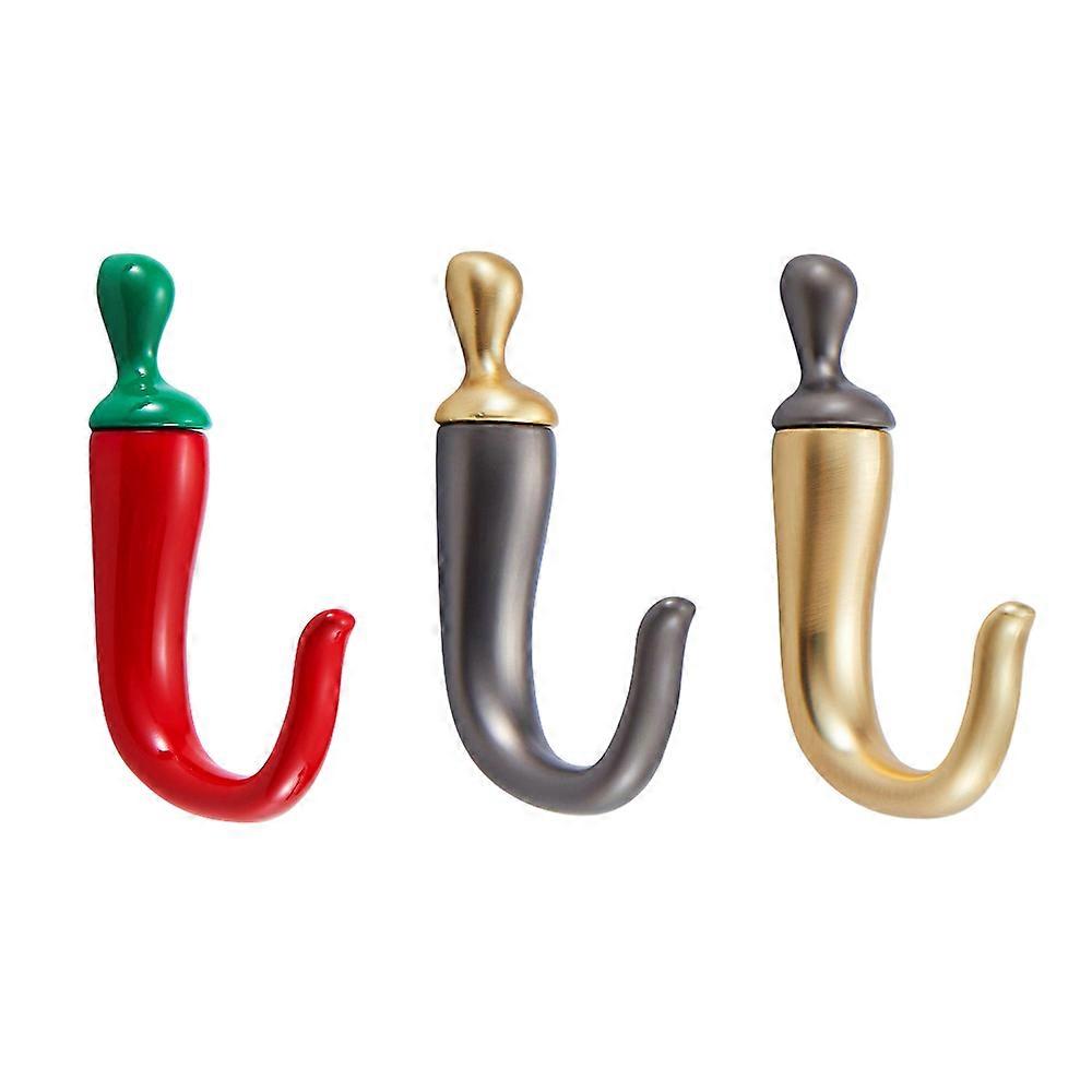 Chili Pepper Shaped Hooks Set, Punch-Free, 3-Piece Assorted