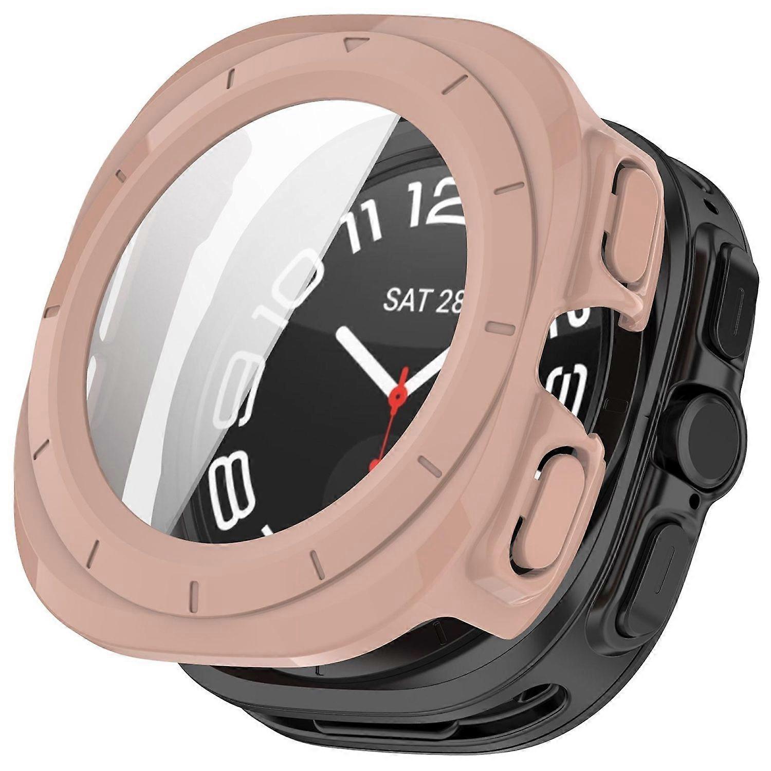 Protective Case for Samsung Galaxy Watch Ultra 47mm / Ultra 2025 + 9H Tempered Glass Pink