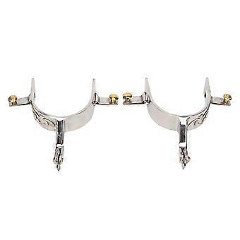 2Pcs Horse Spurs Stainless Steel Western Cowboys Spurs with Rotating Gear for Equestrian Enthusiasts