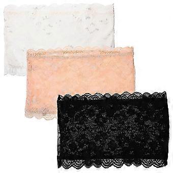 3pcs Damen Floral Lace Stretchy Trägerloses Durchsichtiges Bandeau Tube Top mit eingebautem BH - Einheitsgröße
