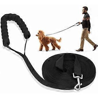 Hundetrainingsleine Hundeleine Kette Lange Leine mit gepolstertem Griff für kleine große Hunde -20M, Schwarz, Tantue