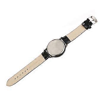 Relógio LED com mostrador redondo preto, portátil, com tela sensível ao toque e pulseira de PU.