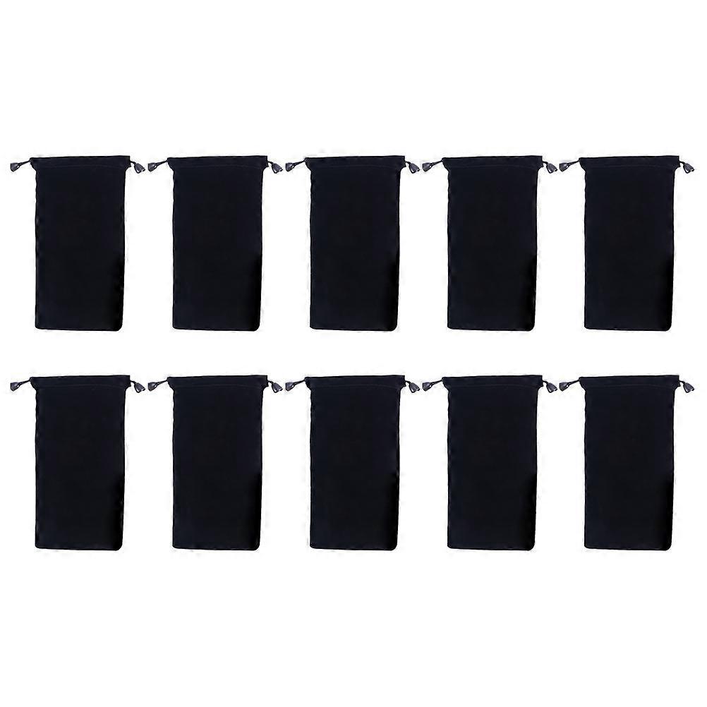 Flocking Watch Storage Bag for Drawstring Use 10Pcs Multi-Functional Black