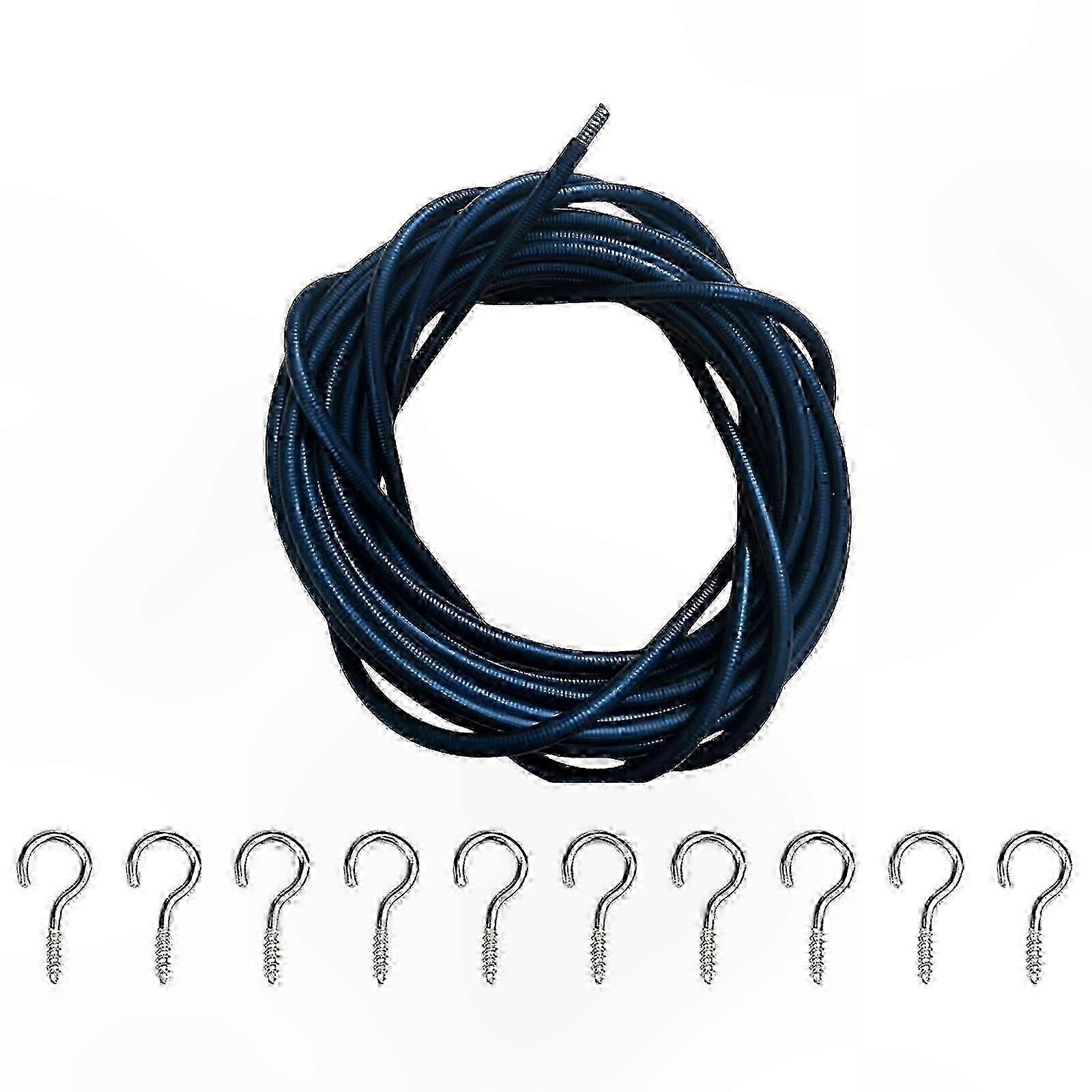8m Black Wire Hanging Set Includes Metal Hooks