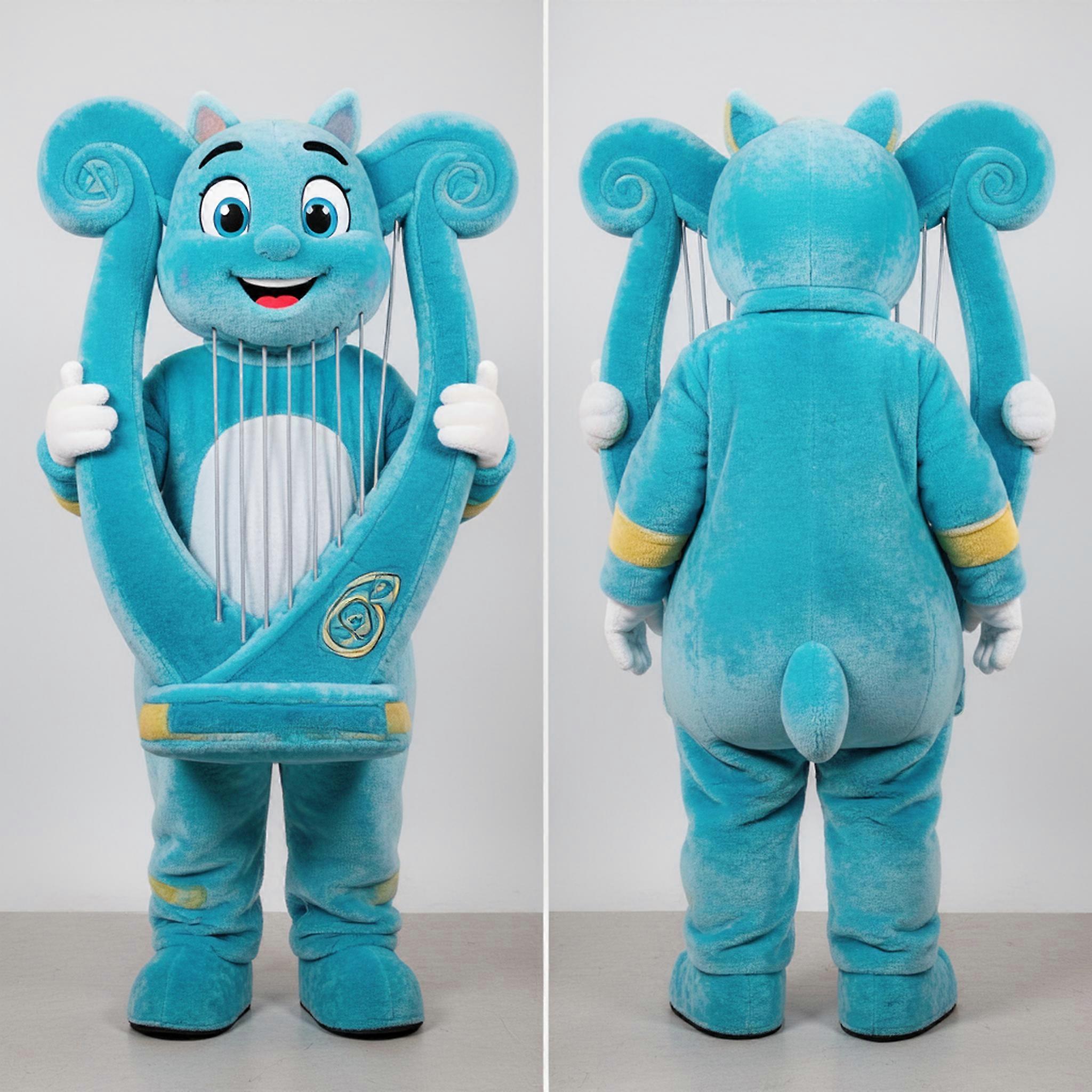 MASTICOT Cyan Rounded Celtic Harp Mascot