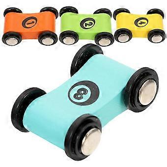 4Pcs Wooden Car Toy Set Small Wooden Race Track Toy Assorted Color for Kids