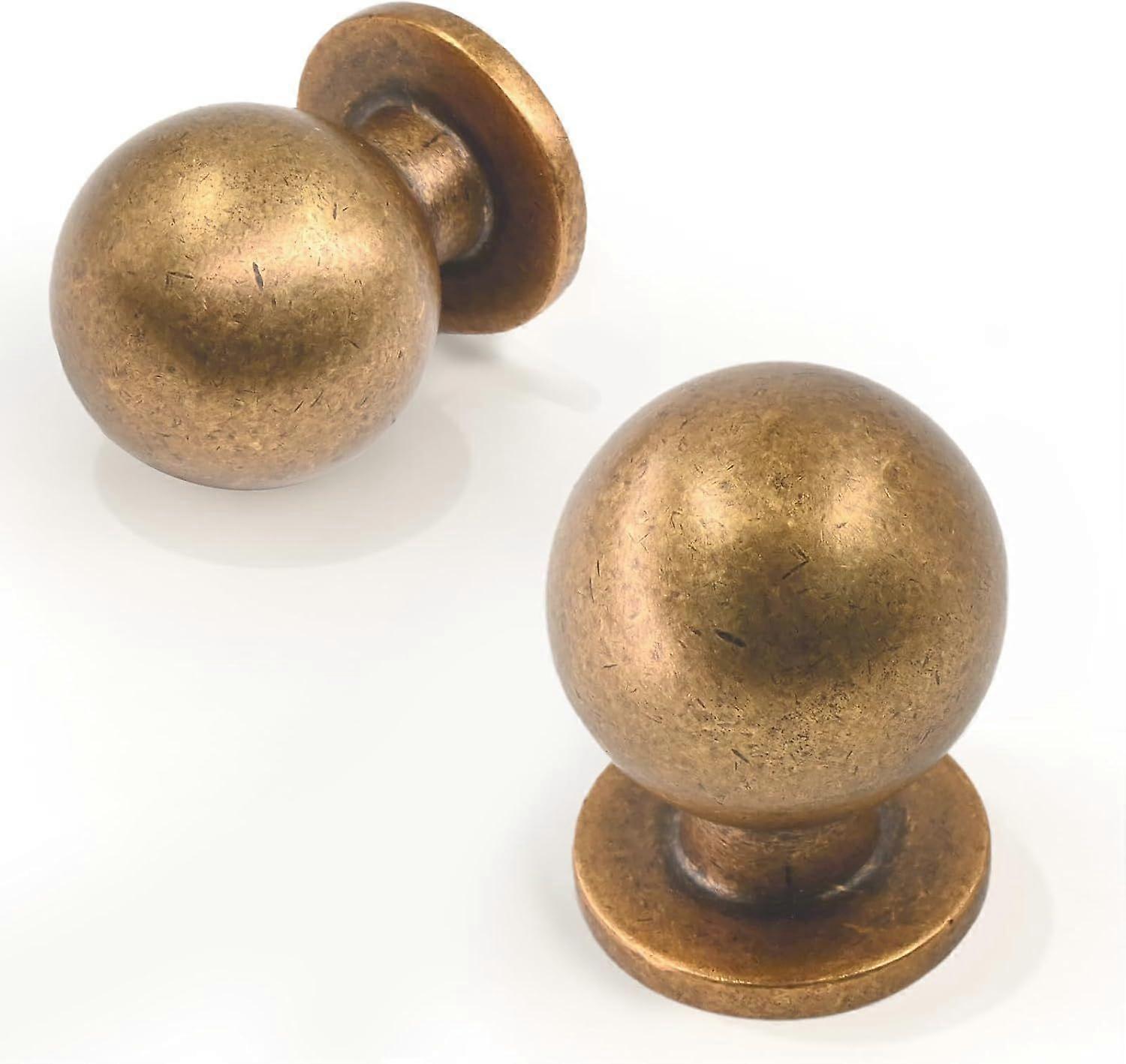 10 Pack Antique Brass Cabinet Knobs Vintage Round Drawer and Cupboard Pulls