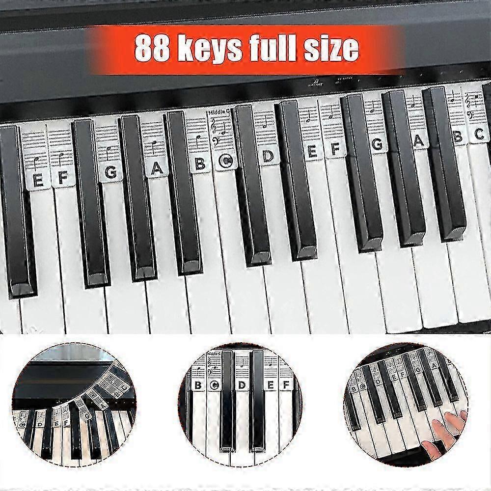 Piano Notes Guide Stickers 88 Keys Removable Silicone Labels