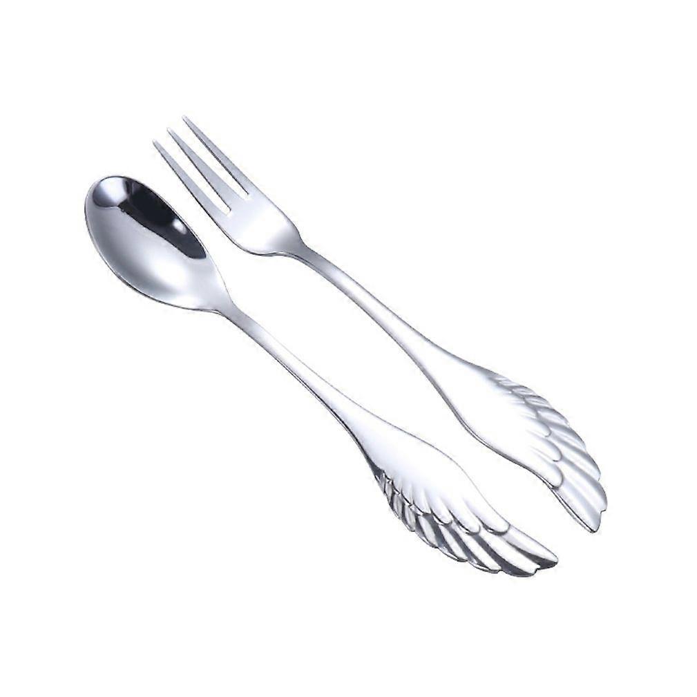 2pcs Angle Wing Cutlery Set Tableware Tableware Spoons Fork Stainless Steel