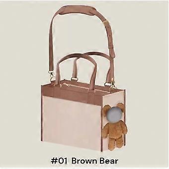 Pet Carrier Tote Bag with Bear Peek-a-Boo Window, One-Shoulder Portable Design for Travel, Shopping, and Vet Visits