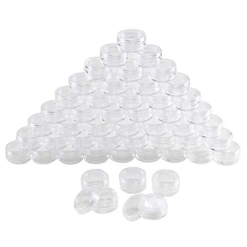 Barsinfi 100 Pieces 5ml Clear Plastic Jar Cosmetic Container Sample Container Mini Bottle
