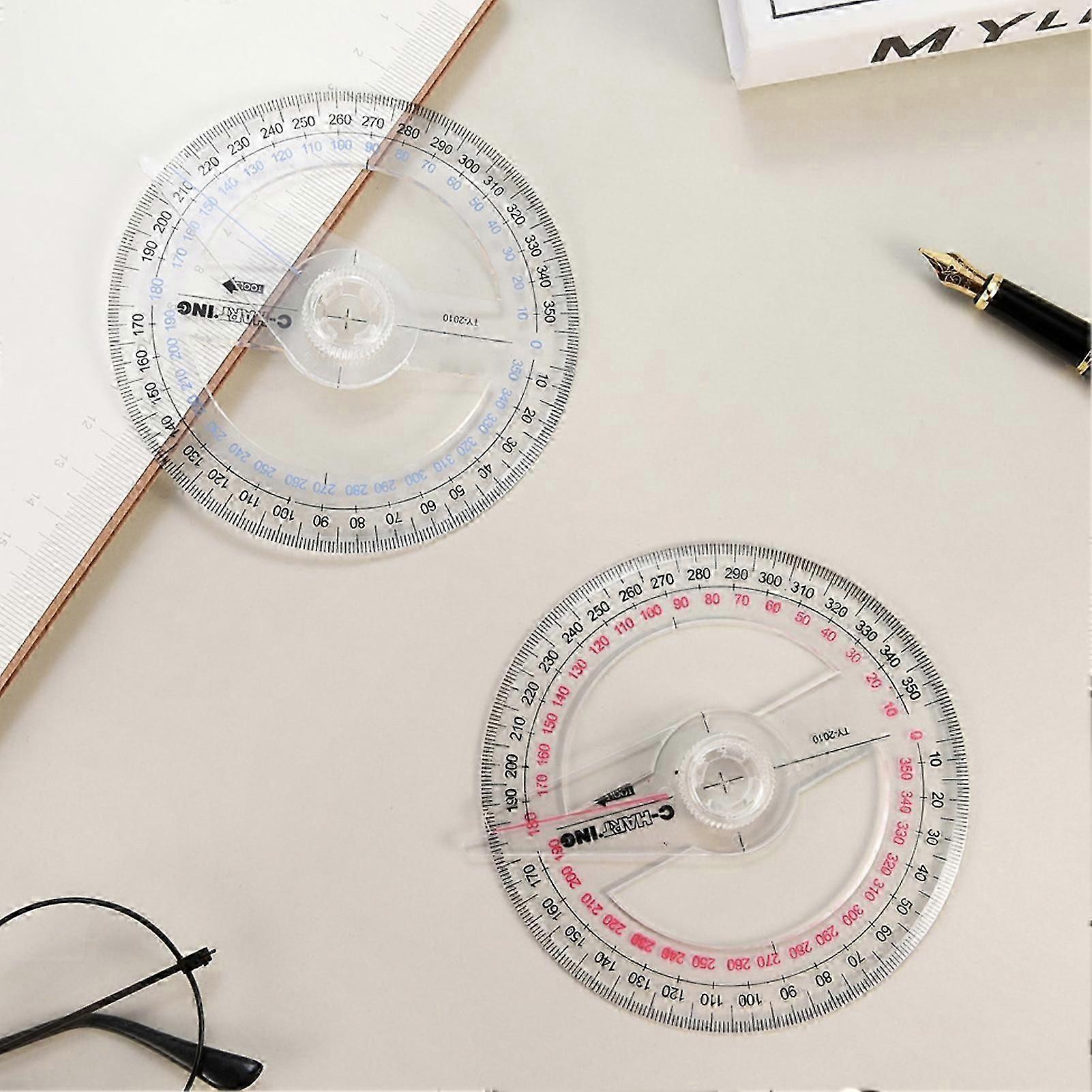 2-Pack Adjustable 360 Angle Ruler, Durable Plastic Protractor for Everyday Use