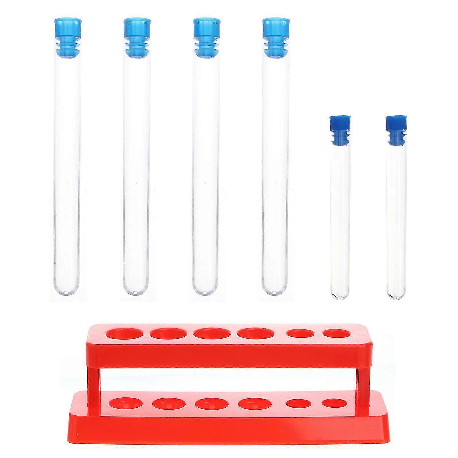 1 Set Plastic Test Tubes with Storage Rack Scientific Experiment Accessories