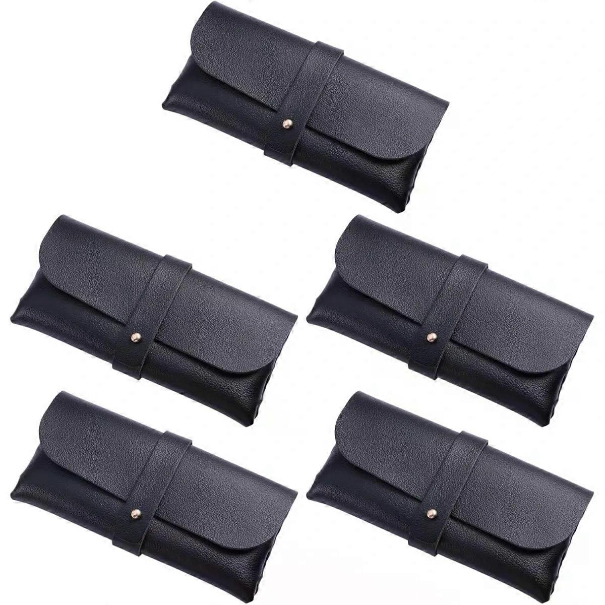 5pcs PVC Leather Eyeglass Case Hard Shell Snap Closure for Spectacles