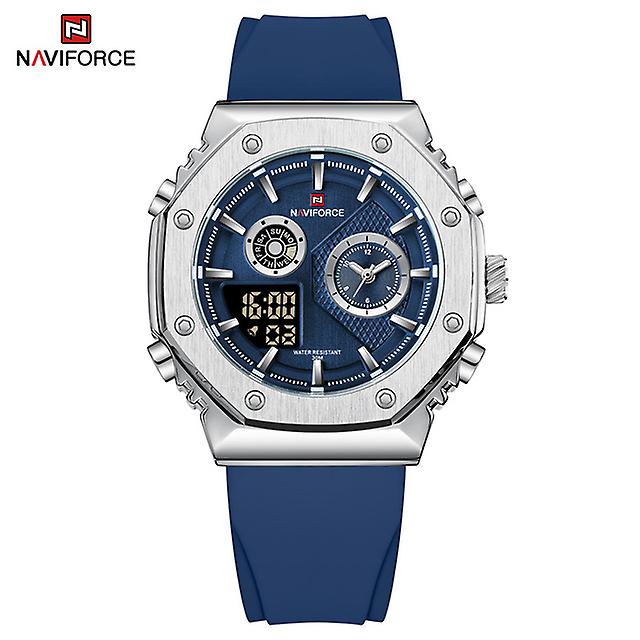 Naviforce Army Military Sport Men Watch Durable Silicone Strap Waterproof Backlight Lcd Display Male Clock
