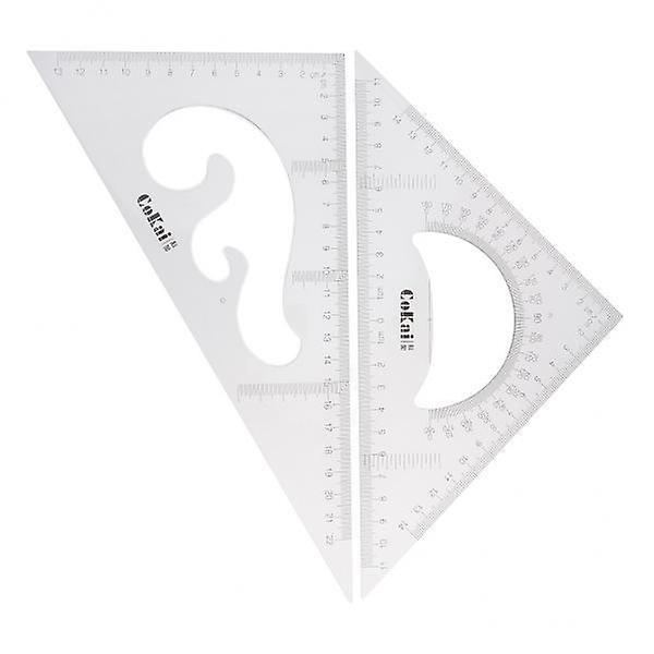 3x2 Pack 45/60 Degree Geometry Triangle Ruler Drawing Drafting Set Clear 25cm