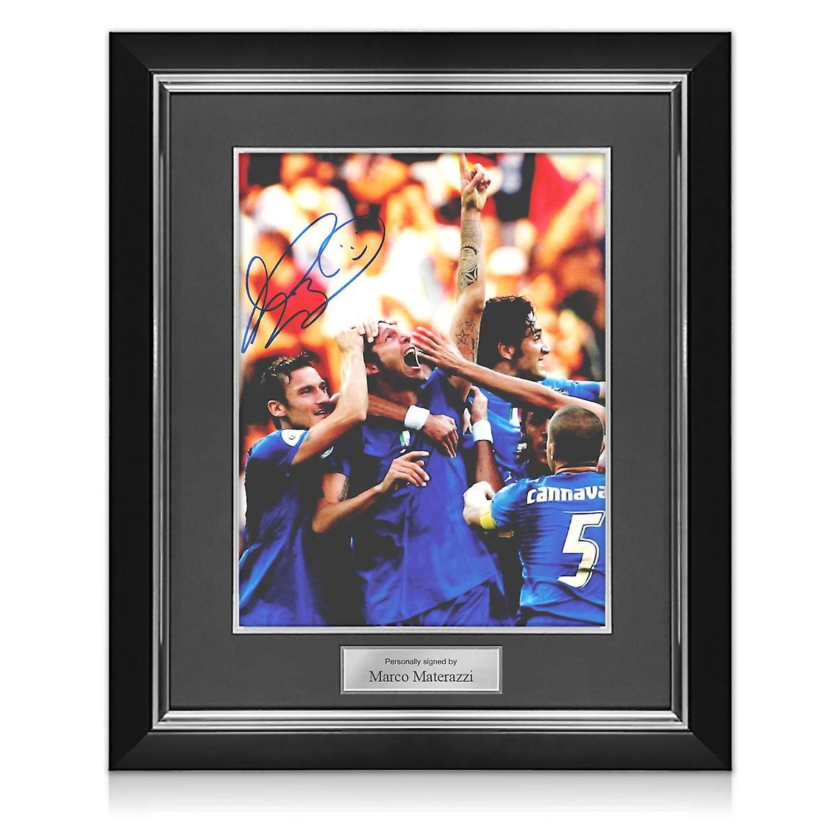 Marco Materazzi Signed Italy Football Photo: 2006 Final. Deluxe Frame