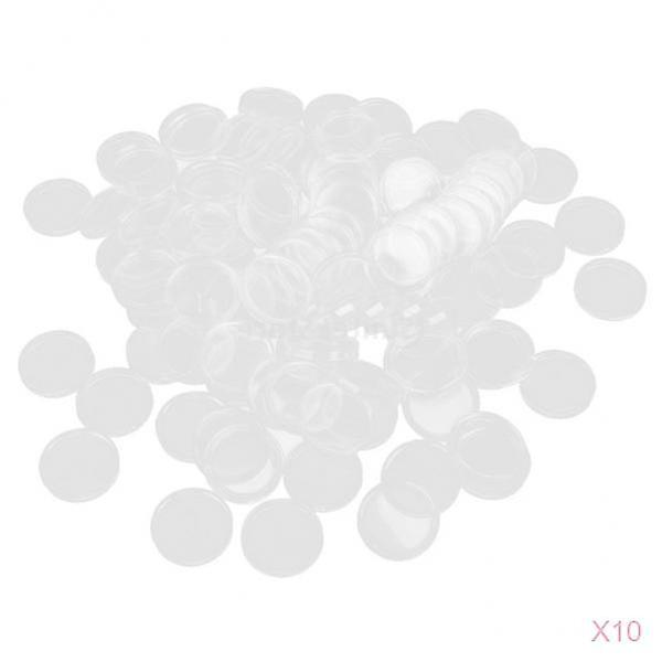 1000 x Plastic Clear Coin Capsules Containers Boxes Holders 32mm