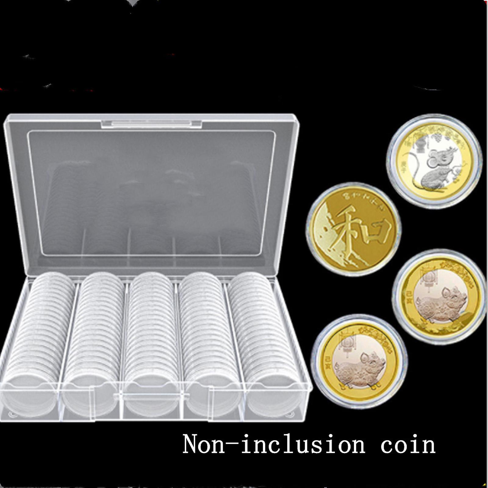 100x Plastic Coin Capsules Coin Storage Boxes Container Display Case 27mm