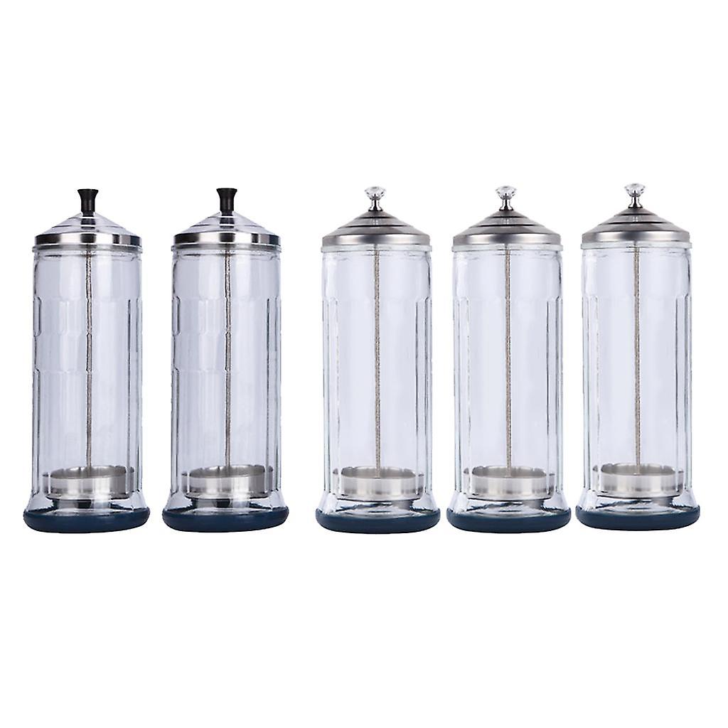 5x Empty Glass Disinfectant Jar Large Container Jar for Barber Combs Tools